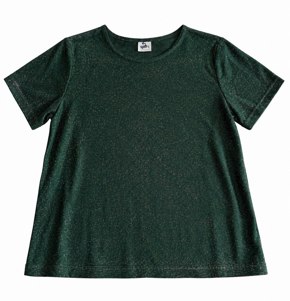 Sport Savvy Women’s Large Green Metallic Shimmer Short Sleeve Top